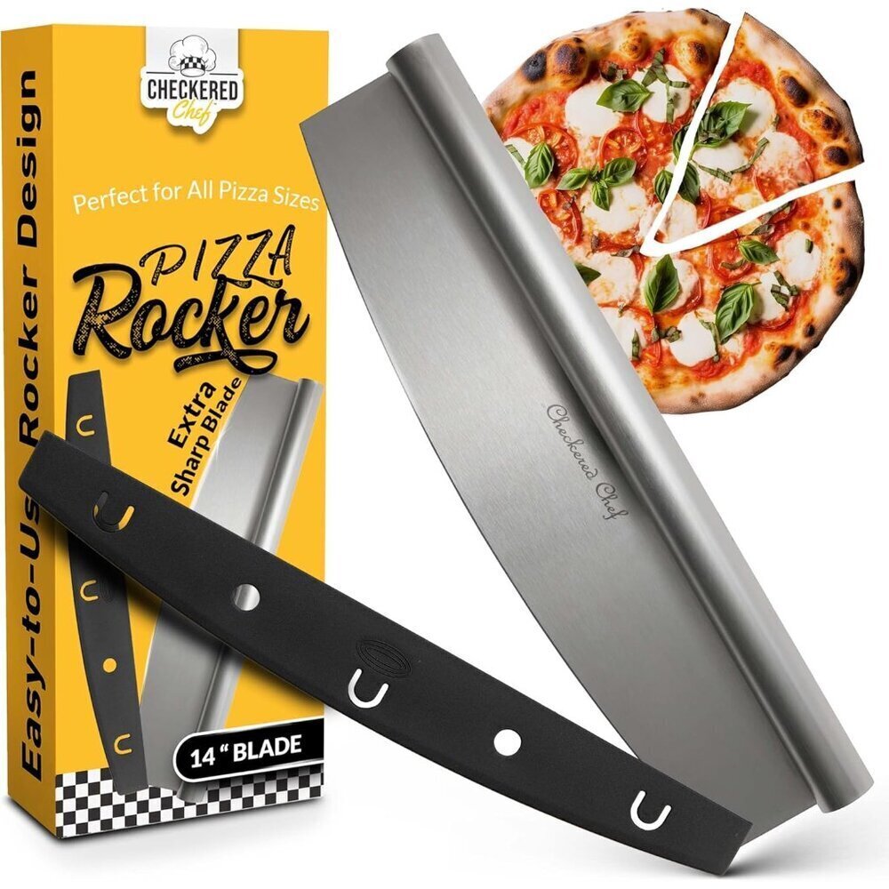 Sharp Stainless Steel Pizza Cutter Rocker Blade 14 Inch